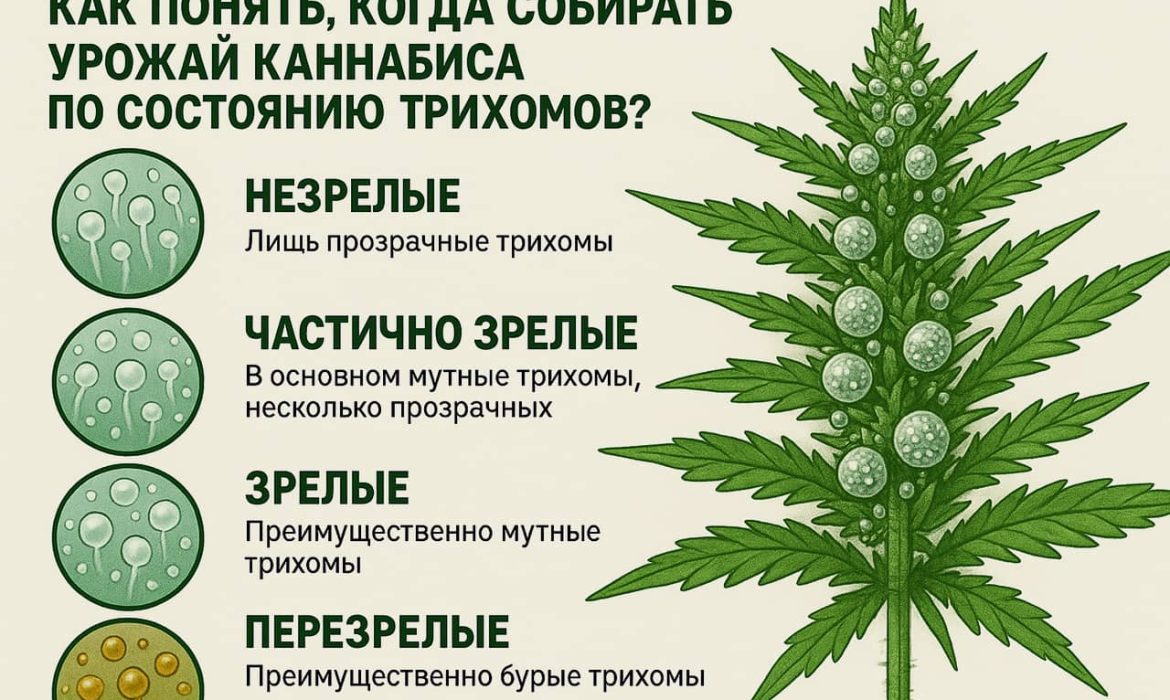 Когда собирать урожай каннабиса по состоянию трихомов?
