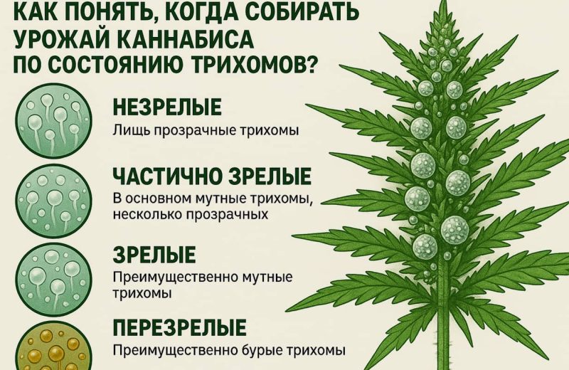 Когда собирать урожай каннабиса по состоянию трихомов?