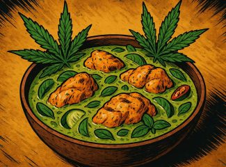 Тайский зелёный куриный карри с каннабисом