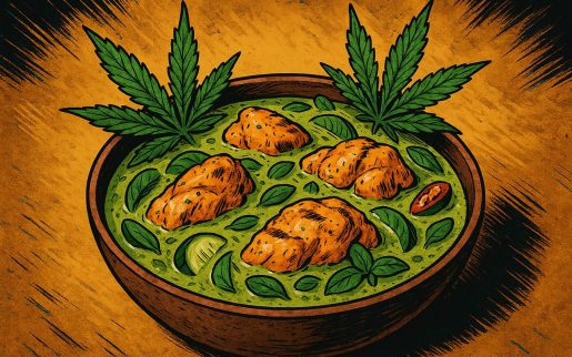 Тайский зелёный куриный карри с каннабисом