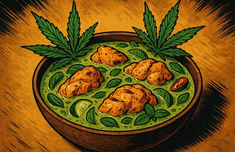 Тайский зелёный куриный карри с каннабисом